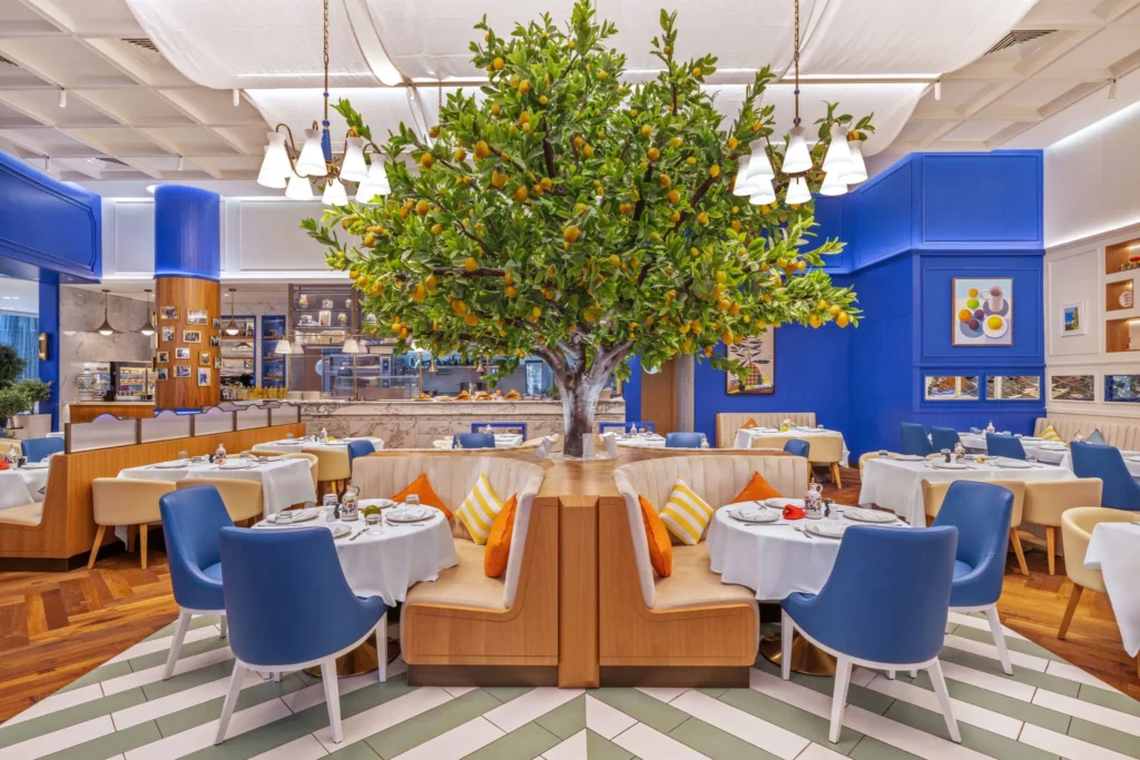 elegant custom made artificial trees for fine dining restaurant