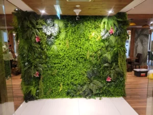 Gradient faux greenery vertical wall